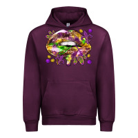 Mauve Wine Mardi Gras lips Urban Hoodie - HowdyJamesFarm