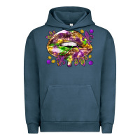 Pigment Midnight Navy Mardi Gras lips Urban Hoodie - HowdyJamesFarm