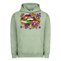 Pigment Oil Green Mardi Gras lips Urban Hoodie - HowdyJamesFarm