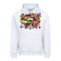 White Mardi Gras lips Urban Hoodie - HowdyJamesFarm