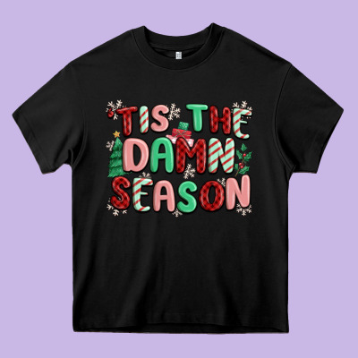 'tis The Damn Season Heavy Core Tee Designed By Maliassmallbusiness