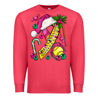 Cardinal Pink Christmas Breast Cancer Ribbon Softball Premium Sweatshirt - BundleAndBundleShop