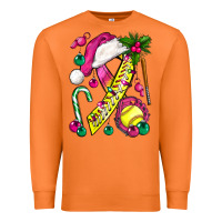 Carrot Pink Christmas Breast Cancer Ribbon Softball Premium Sweatshirt - BundleAndBundleShop