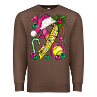 Chestnut Pink Christmas Breast Cancer Ribbon Softball Premium Sweatshirt - BundleAndBundleShop