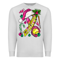 Dove Grey Pink Christmas Breast Cancer Ribbon Softball Premium Sweatshirt - BundleAndBundleShop