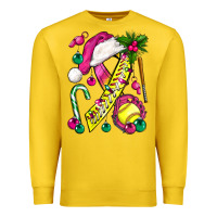 Lemon Pink Christmas Breast Cancer Ribbon Softball Premium Sweatshirt - BundleAndBundleShop