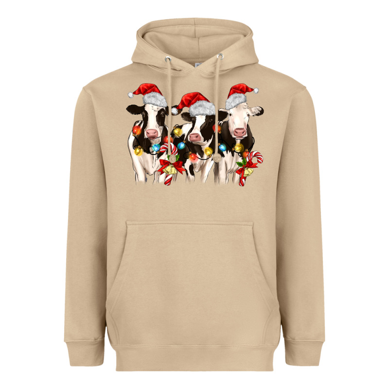 Christmas Three Cows Heavyweight Hoodie by MaliasSmallBusiness | Teevron