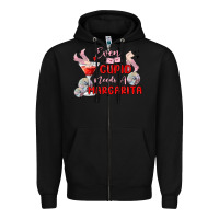 Black even cupid need a margarita Zipper Hoodie - MaliasSmallBusiness