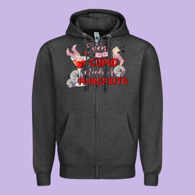 Even Cupid Need A Margarita Zipper Hoodie Designed By Maliassmallbusiness