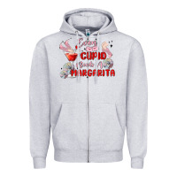 Heather Grey even cupid need a margarita Zipper Hoodie - MaliasSmallBusiness