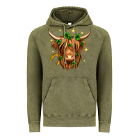 Vintage Olive St. Patrick's Day Highland Cow Vintage Hoodie - Neo Western