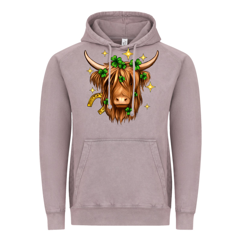St. Patrick's Day Highland Cow Vintage Hoodie by Neo Western | Teevron
