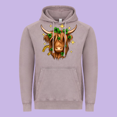 St. Patrick's Day Highland Cow Vintage Hoodie Designed By Neo Western