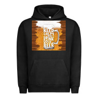 Pigment Black keep calm and drink cold beer Urban Hoodie - TumblerDesignByShophia