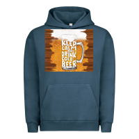 Pigment Midnight Navy keep calm and drink cold beer Urban Hoodie - TumblerDesignByShophia