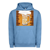 Pigment Pebble Blue keep calm and drink cold beer Urban Hoodie - TumblerDesignByShophia