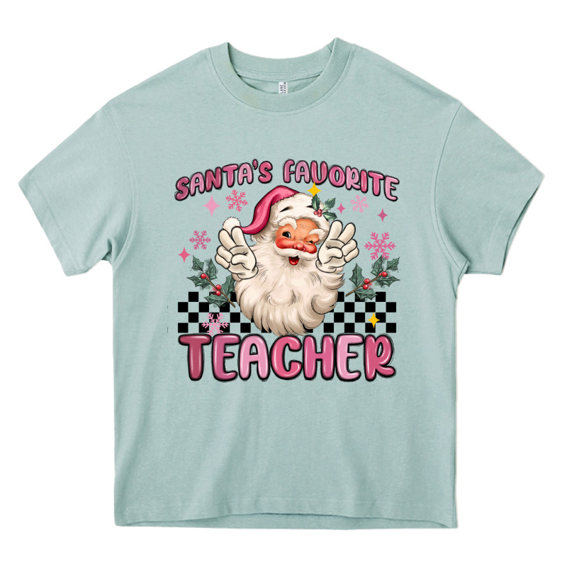 Santa's Favorite Teacher Heavy Core Tee by MaliasSmallBusiness | Teevron