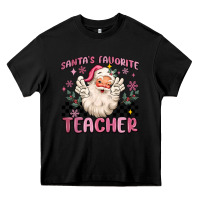 Black santa's favorite teacher Heavy Core Tee - MaliasSmallBusiness
