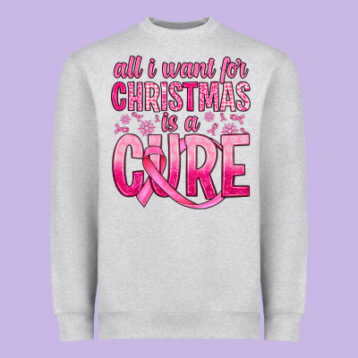 All I Want For Christmas Is A Cure Heavyweight Sweatshirt Designed By Jahusdesignshop