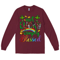Burgundy Western St. Patrick's Day Cross Not Lucky Simply Blessed Long Sleeve Tee - Artiststas