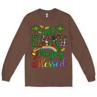 Chestnut Western St. Patrick's Day Cross Not Lucky Simply Blessed Long Sleeve Tee - Artiststas