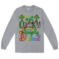 Heather Grey Western St. Patrick's Day Cross Not Lucky Simply Blessed Long Sleeve Tee - Artiststas