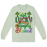 Matcha Western St. Patrick's Day Cross Not Lucky Simply Blessed Long Sleeve Tee - Artiststas