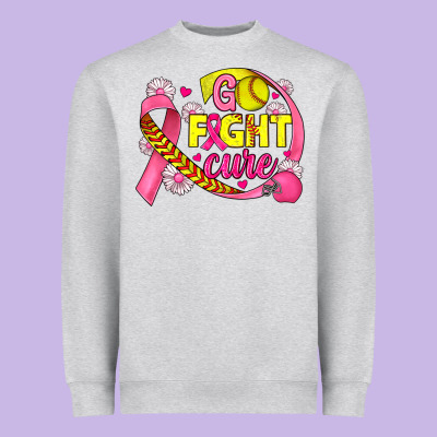 Breast Cancer Go Fight Cure Softball Heavyweight Sweatshirt Designed By Jahusdesignshop