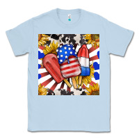 Dusty Blue patriotic popsicles and sunflowers Classic Tee - BundleAndBundleShop