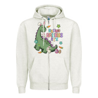 Oatmeal Heather bunny saurus rex Zipper Hoodie - MaliasSmallBusiness