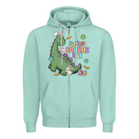 Seafoam bunny saurus rex Zipper Hoodie - MaliasSmallBusiness