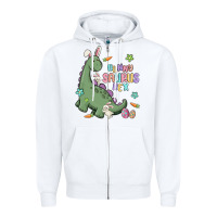 White bunny saurus rex Zipper Hoodie - MaliasSmallBusiness