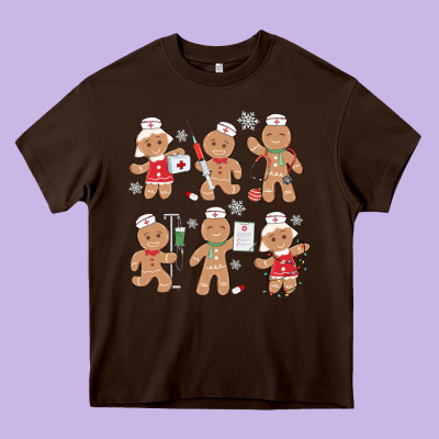 Nurse Gingerbread Heavy Core Tee Designed By Maliassmallbusiness
