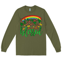 Army Green Western St. Patrick's Rainbow Lucky And Blessed Long Sleeve Tee - Artiststas