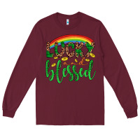 Burgundy Western St. Patrick's Rainbow Lucky And Blessed Long Sleeve Tee - Artiststas