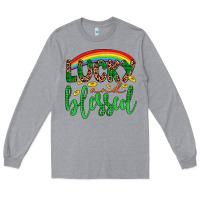 Heather Grey Western St. Patrick's Rainbow Lucky And Blessed Long Sleeve Tee - Artiststas