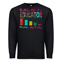 Black Battery Life Of A Educator Premium Sweatshirt - BundleAndBundleShop
