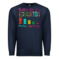Navy Battery Life Of A Educator Premium Sweatshirt - BundleAndBundleShop