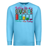 Ocean Blue Battery Life Of A Educator Premium Sweatshirt - BundleAndBundleShop