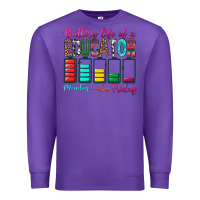 Purple Battery Life Of A Educator Premium Sweatshirt - BundleAndBundleShop