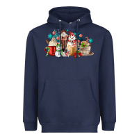 Navy christmas coffee Heavyweight Hoodie - MaliasSmallBusiness