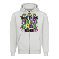 Dove Grey thick thighs mardi gras vibes Zipper Hoodie - MaliasSmallBusiness