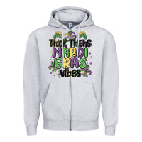 Heather Grey thick thighs mardi gras vibes Zipper Hoodie - MaliasSmallBusiness