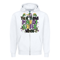 White thick thighs mardi gras vibes Zipper Hoodie - MaliasSmallBusiness