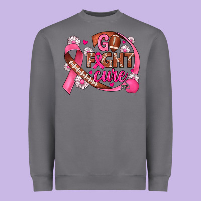 Breast Cancer Go Fight Cure Football Heavyweight Sweatshirt Designed By Jahusdesignshop