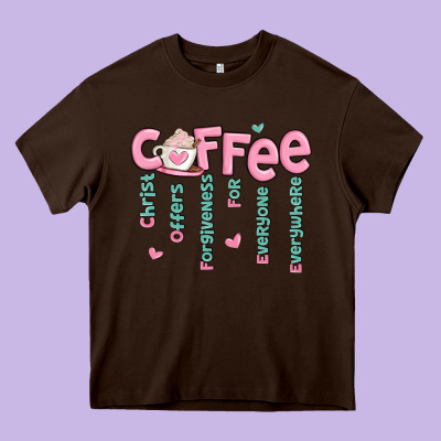 Coffee And Christ Heavy Core Tee Designed By Maliassmallbusiness