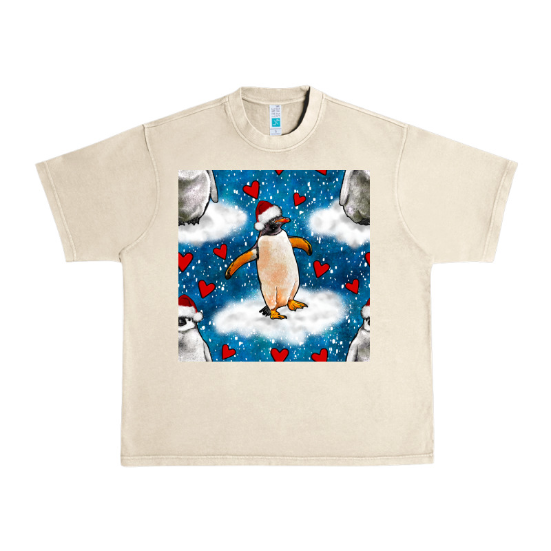 Christmas Penguin And Heart Seamless Pattern Urban Heavy Tee by BundleAndBundleShop | Teevron