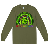 Army Green Happy St. Patrick's Day Shamrock Rainbow Long Sleeve Tee - Artiststas