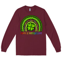 Burgundy Happy St. Patrick's Day Shamrock Rainbow Long Sleeve Tee - Artiststas
