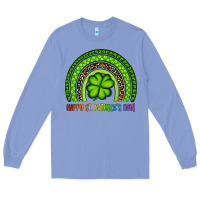 Colony Blue Happy St. Patrick's Day Shamrock Rainbow Long Sleeve Tee - Artiststas